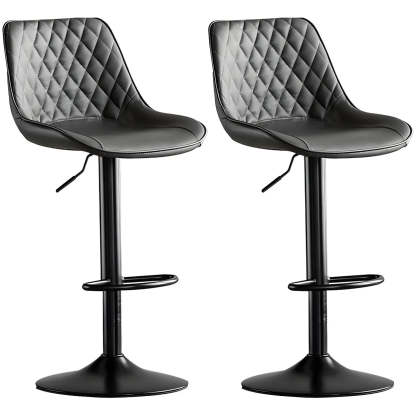 Leather bucket gray leather bar & counter stools, Lighom — Dark Gray / Black / Set of 1