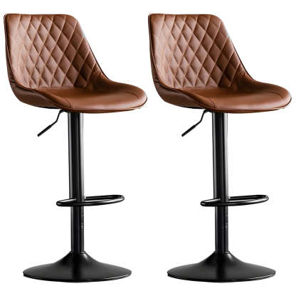 Leather bucket gray bar & counter stools — Dark Gray / Black / Set of 2