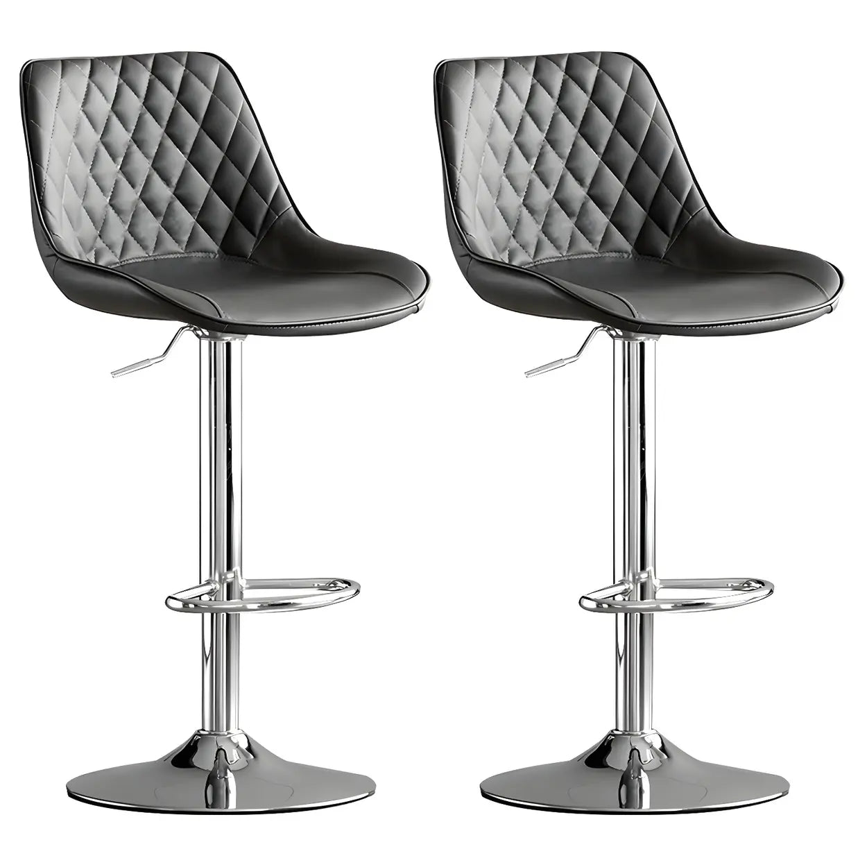 Lighom leather bucket leather bar & counter stools — Dark Gray / Silver / Set of 1