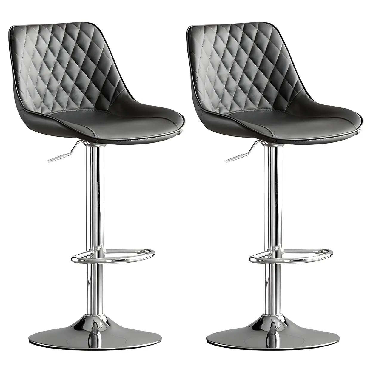 Lighom leather bucket leather bar & counter stools — Dark Gray / Silver / Set of 1