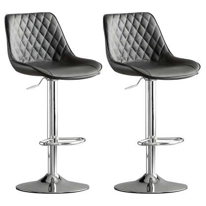 Lighom leather bucket leather bar & counter stools — Dark Gray / Silver / Set of 1