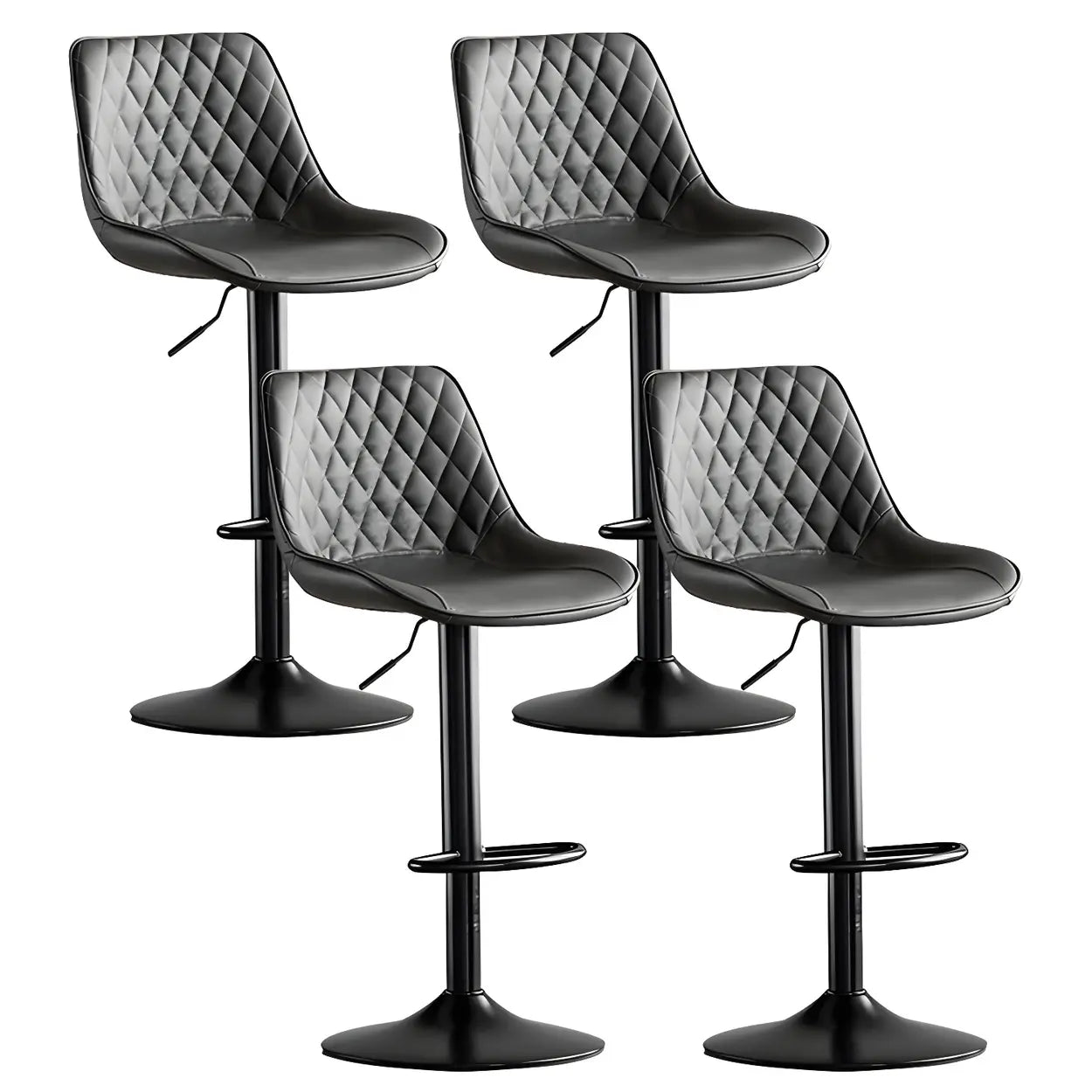 Gray leather bucket bar & counter stools