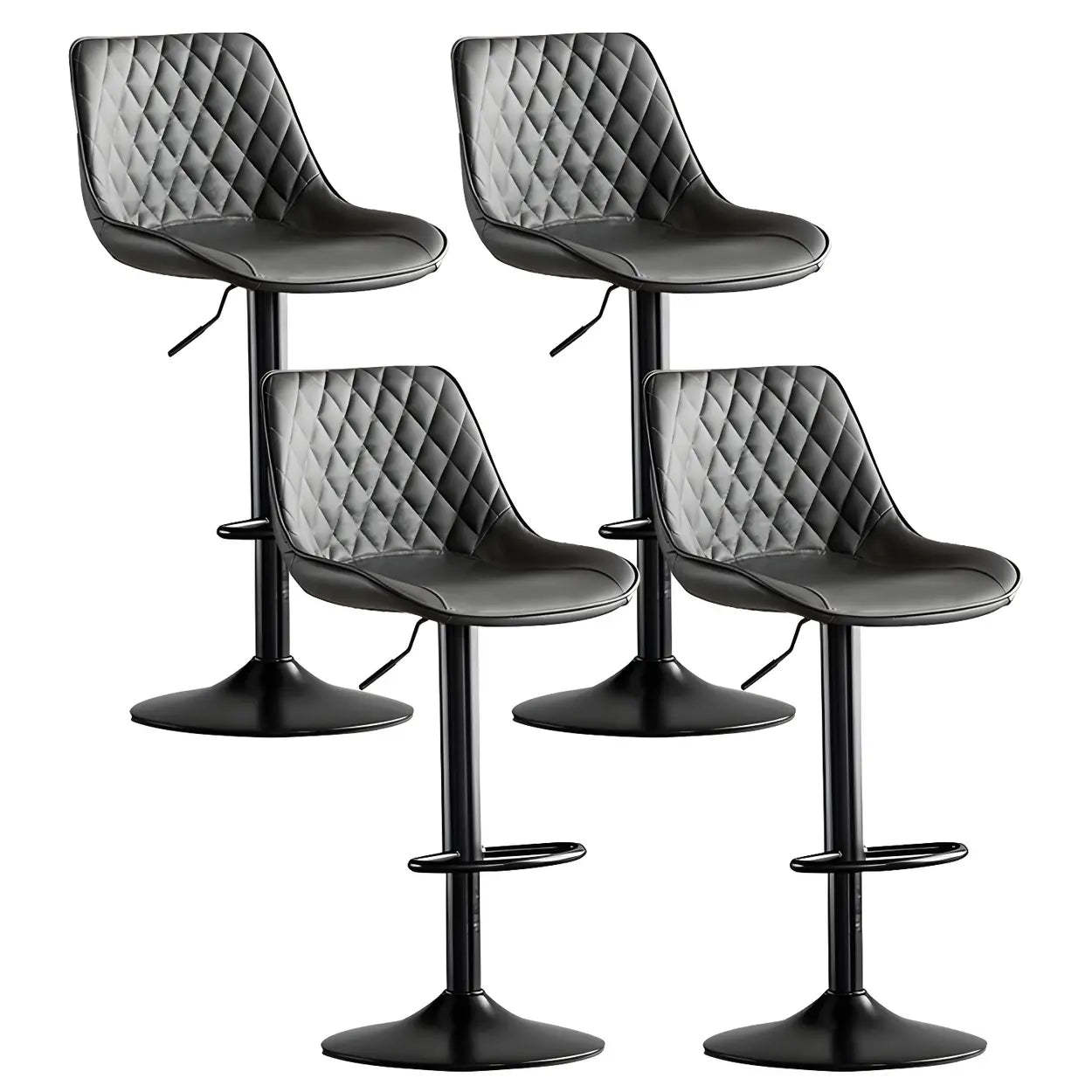 Gray leather bucket bar & counter stools