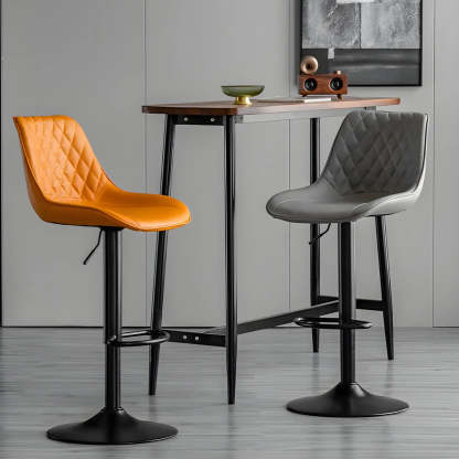 Adjustable Leather Bucket Swivel Bar Stool — Coffee / Black / 1 Piece