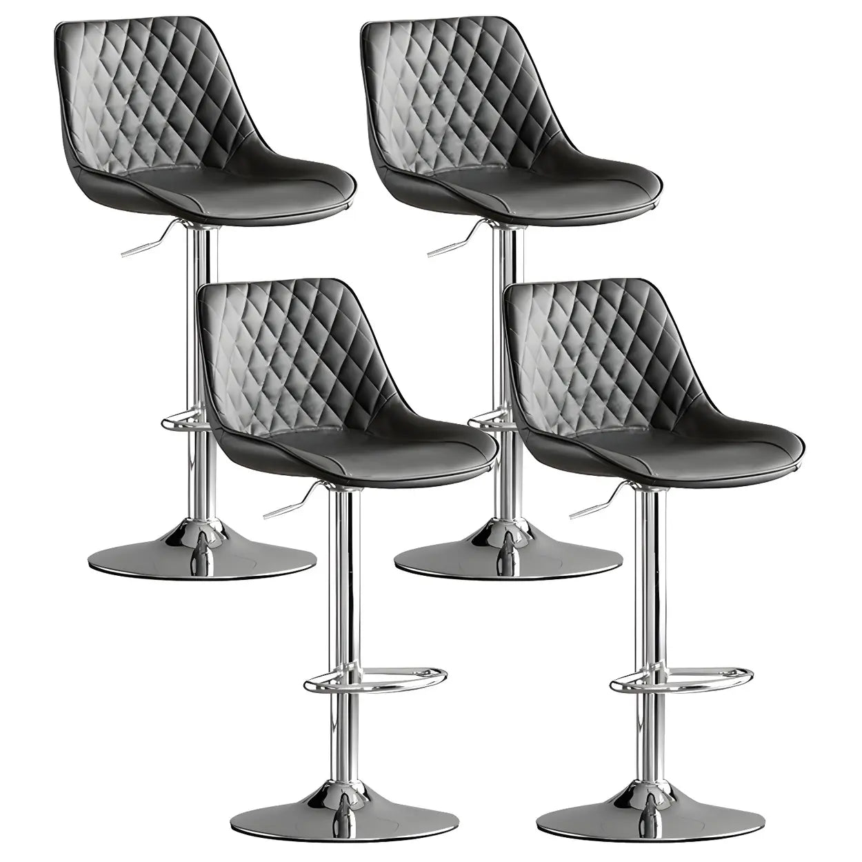 Gray leather bucket bar & counter stools