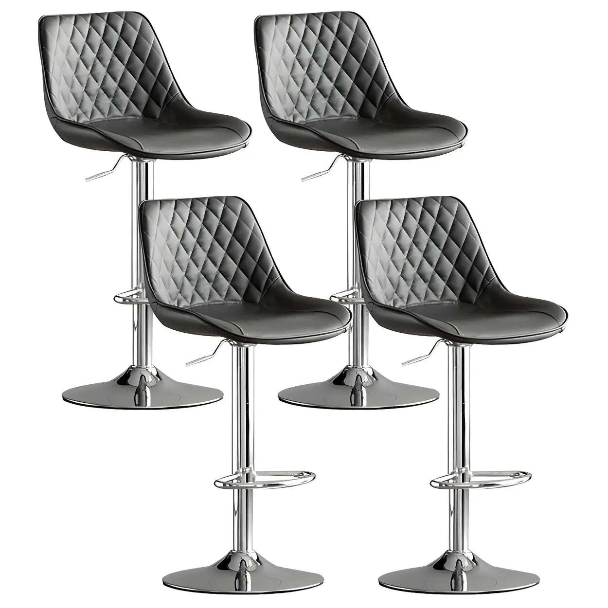 Gray leather bucket bar & counter stools