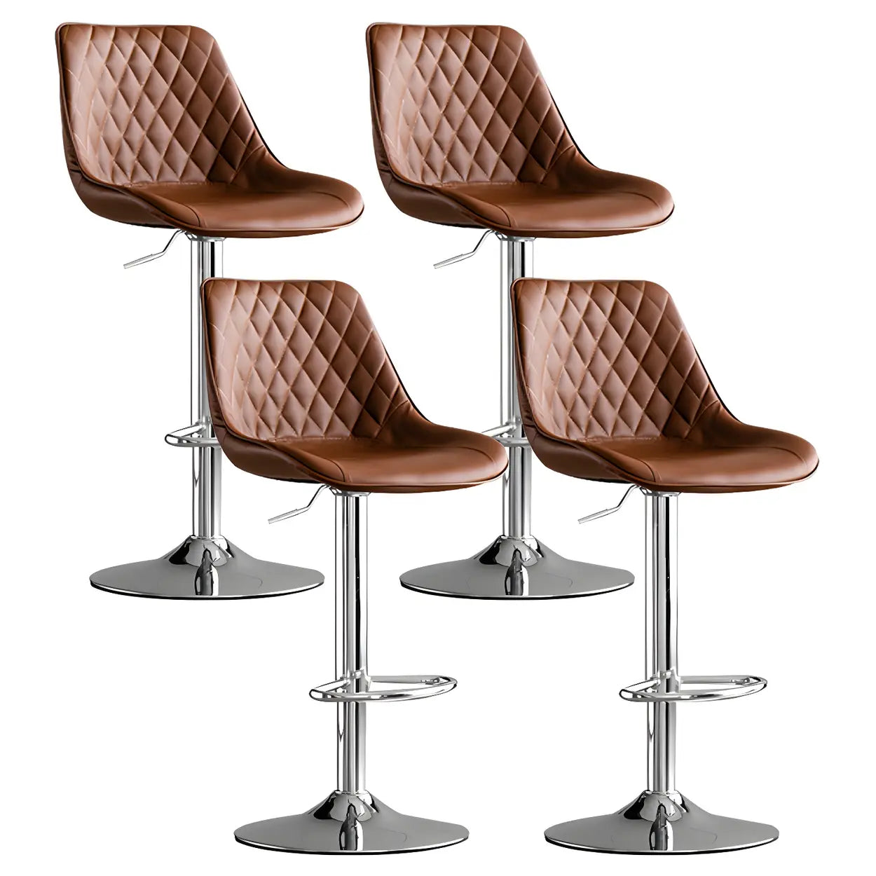 Gray leather iron bucket bar & counter stools - leather