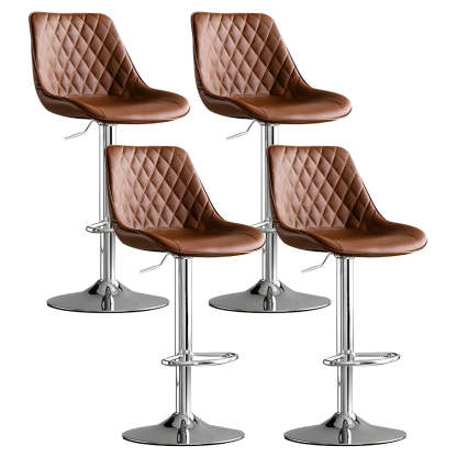 Gray leather iron bucket bar & counter stools - leather