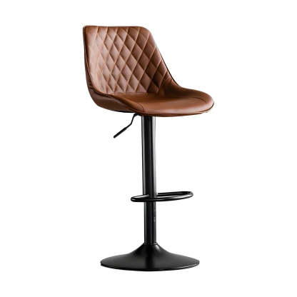 Gray leather bucket bar & counter stools — Coffee / Black / Set of 4