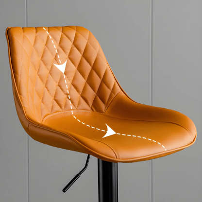 Gray leather bucket bar & counter stools - leather — Orange / Black / Set of 1