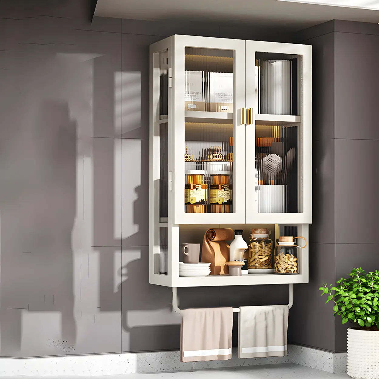 Kitchen Rectangular Wall-Mount Metal Cabinet