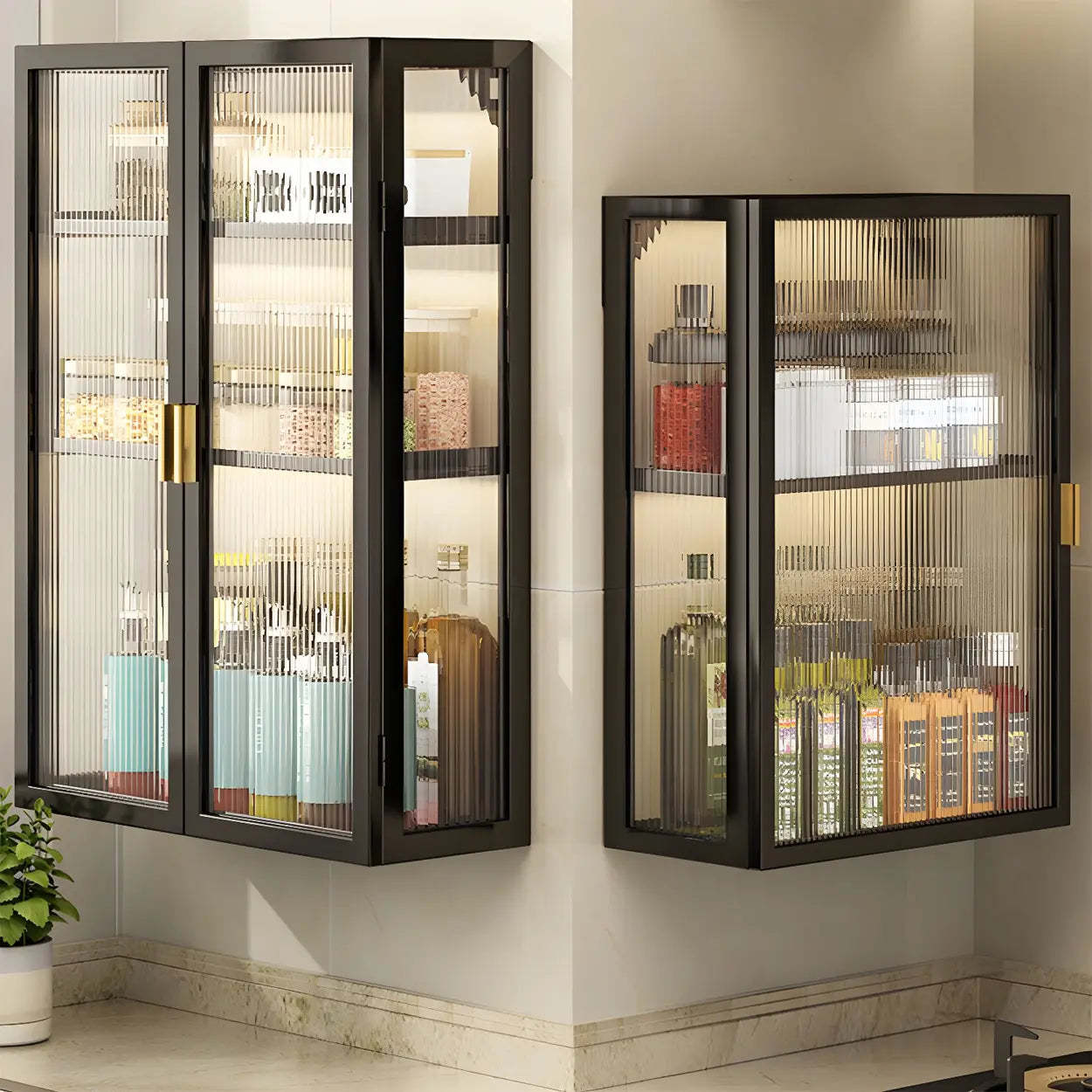 Kitchen Rectangular Wall-Mount Metal Cabinet — Black