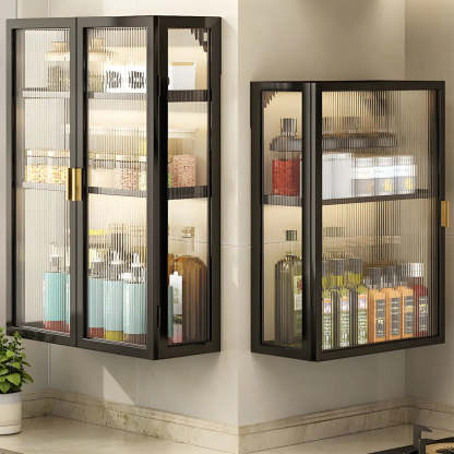 Kitchen Rectangular Wall-Mount Metal Cabinet — Black