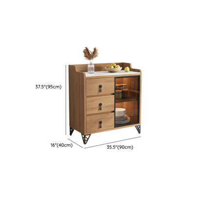 Nut-Brown Wood Kitchen Sideboard China Cabinet