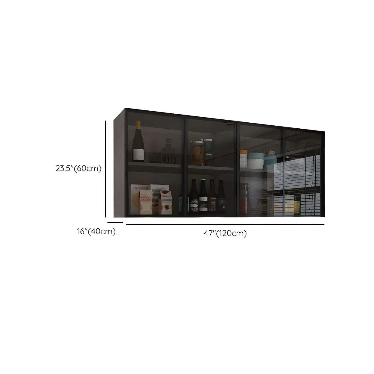 Wall-Mounted Glass Kitchen Hutch Cabinet