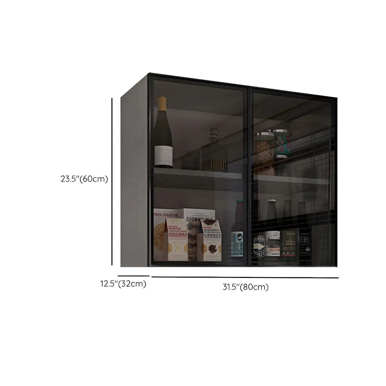 Wall-Mounted Glass Kitchen Hutch Cabinet