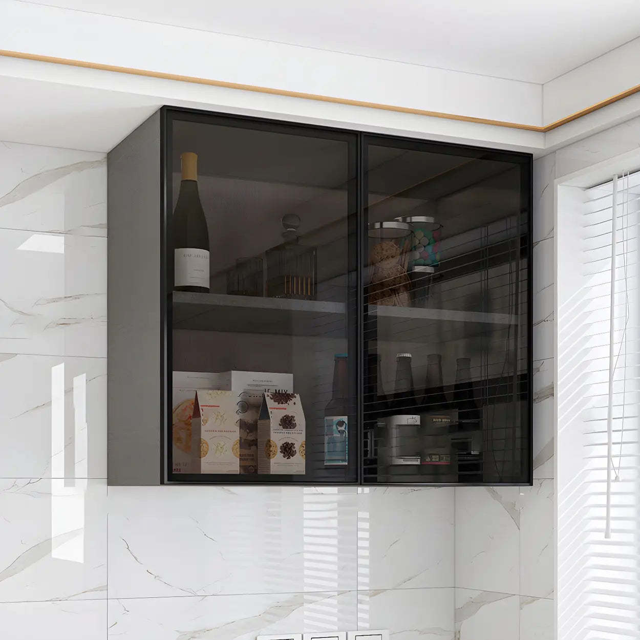 Modern storage hutch gray wine cabinets — 24"L x 16"W x 24"H