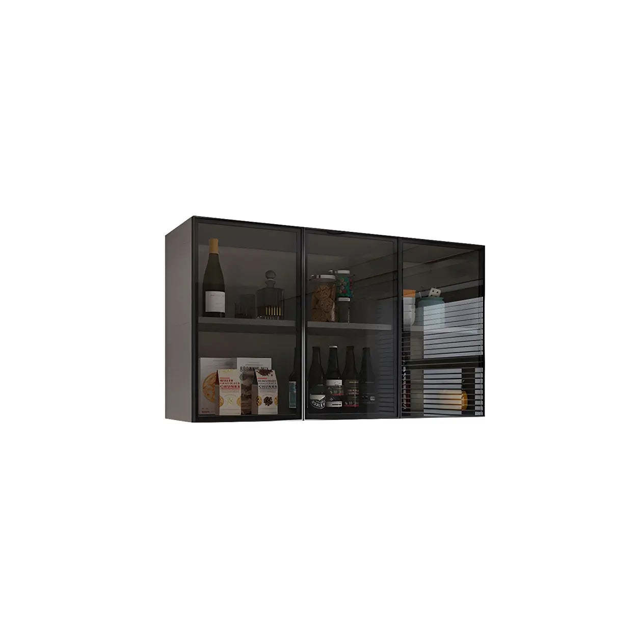 Wall-Mounted Glass Kitchen Hutch Cabinet