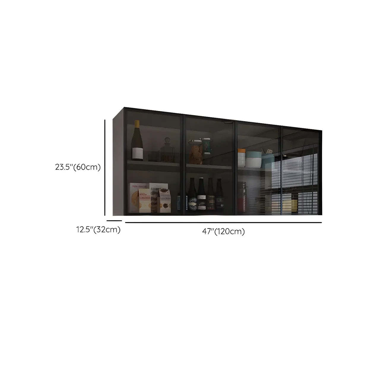 Wall-Mounted Glass Kitchen Hutch Cabinet