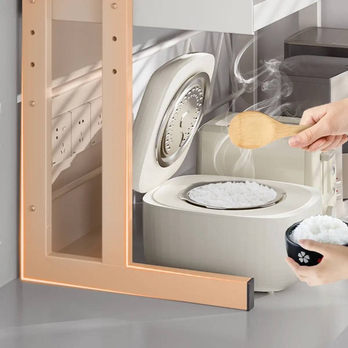 White Rust Resistant Metal Kitchen Baker's Rack — Bread Rack&Hooks&Knife Holder&Chopstick Tube&Cutting Board Rack