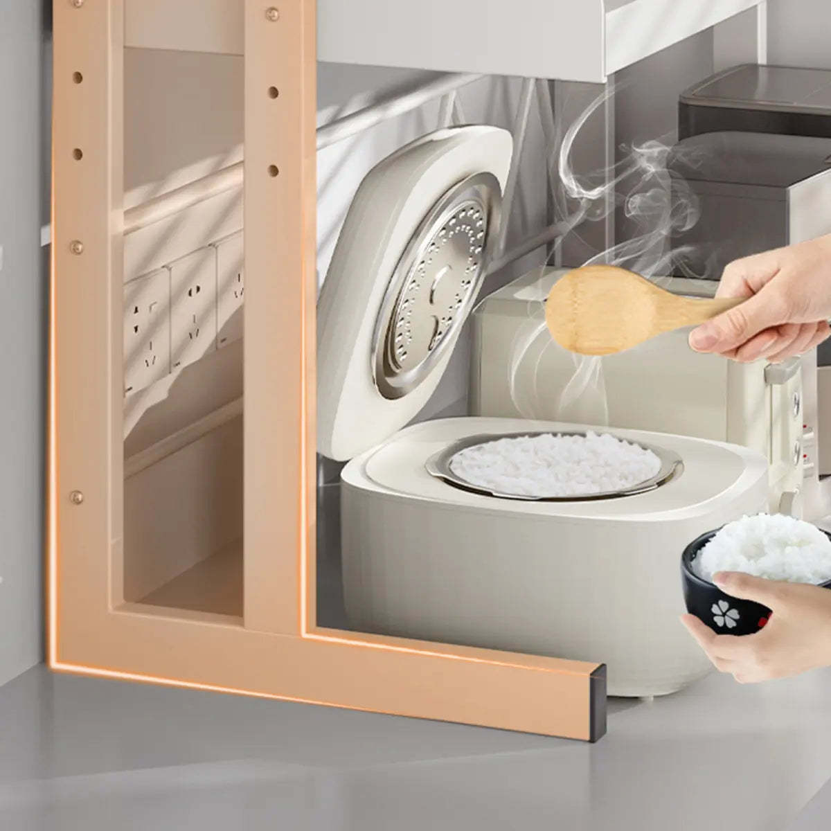 White Rust Resistant Metal Kitchen Baker's Rack — Bread Rack&Hooks&Knife Holder&Chopstick Tube&Cutting Board Rack