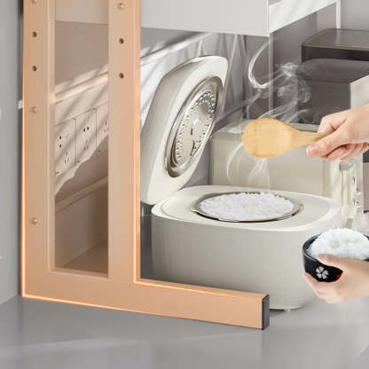 White Rust Resistant Metal Kitchen Baker's Rack — Bread Rack&Hooks&Knife Holder&Chopstick Tube&Cutting Board Rack