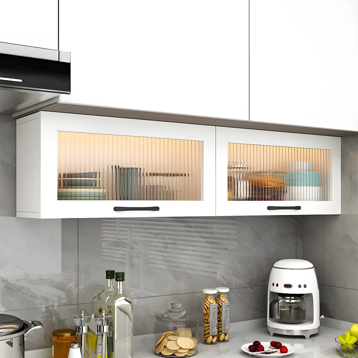 Wall-Mounted Wood China Cabinet with LED