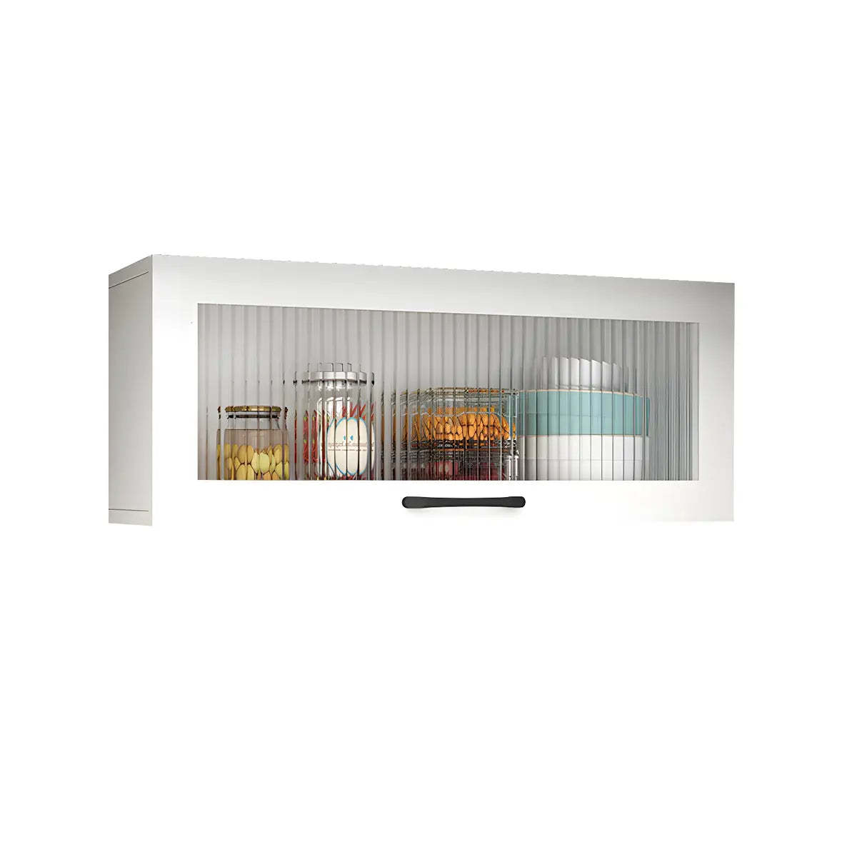Wall-Mounted Wood China Cabinet with LED — White / Led Lights Included