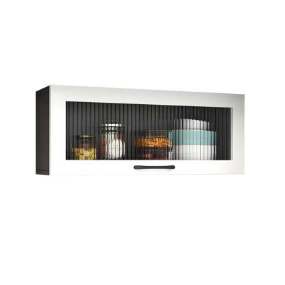 Wall-Mounted Wood China Cabinet with LED — White / Led Lights Not Included