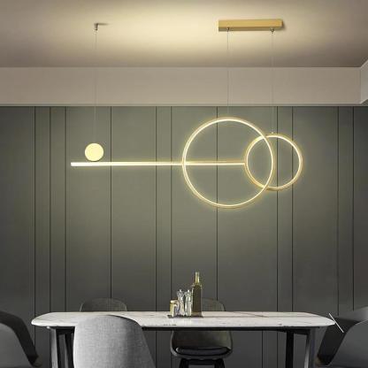 Large Small Circle With Linear Pendant Lighting Modern LED Kitchen Lighting-Lighom