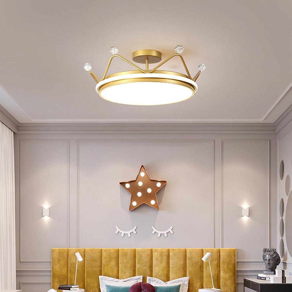 Nordic circle white synthetic semi-flush mount light, Lighom — Dia 20" x 8" H / Blue / Cool White (6000K)