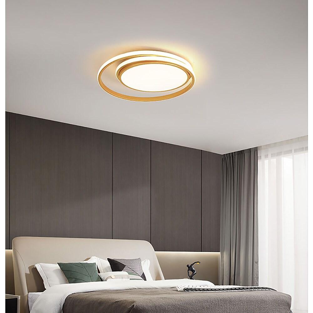 White modern circular flush mount lighting — Cool White (6000K)