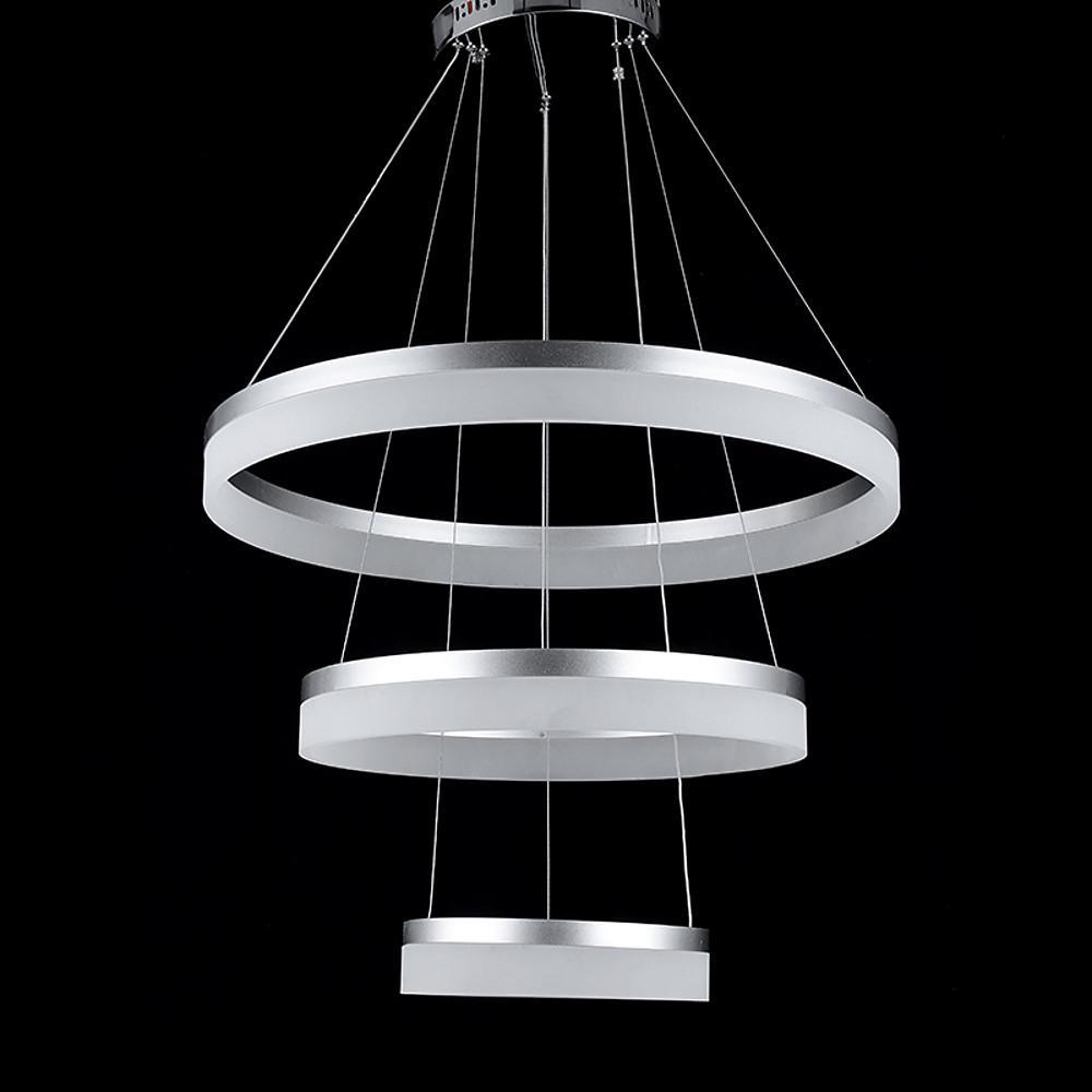 24" Adjustable 3-Ring Vintage Metal Acrylic LED Chandelier