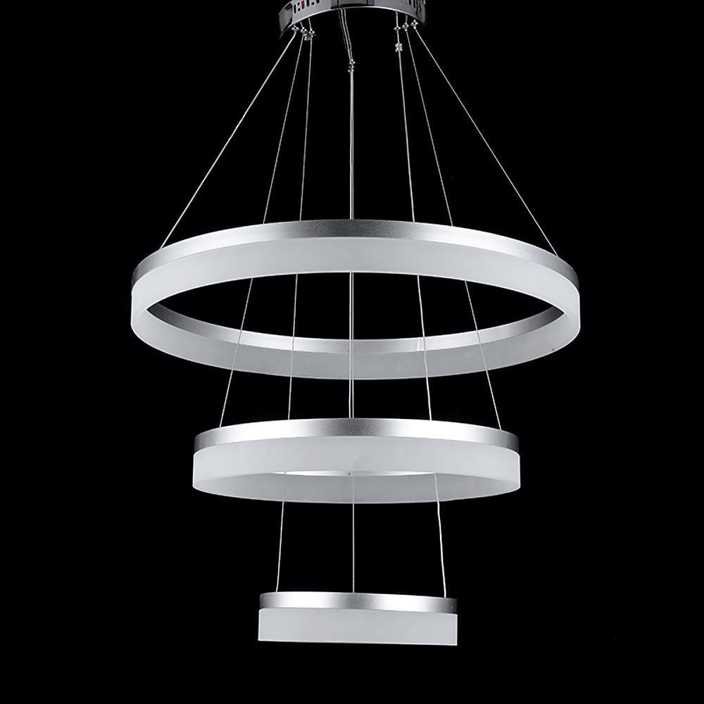 24" Adjustable 3-Ring Vintage Metal Acrylic LED Chandelier