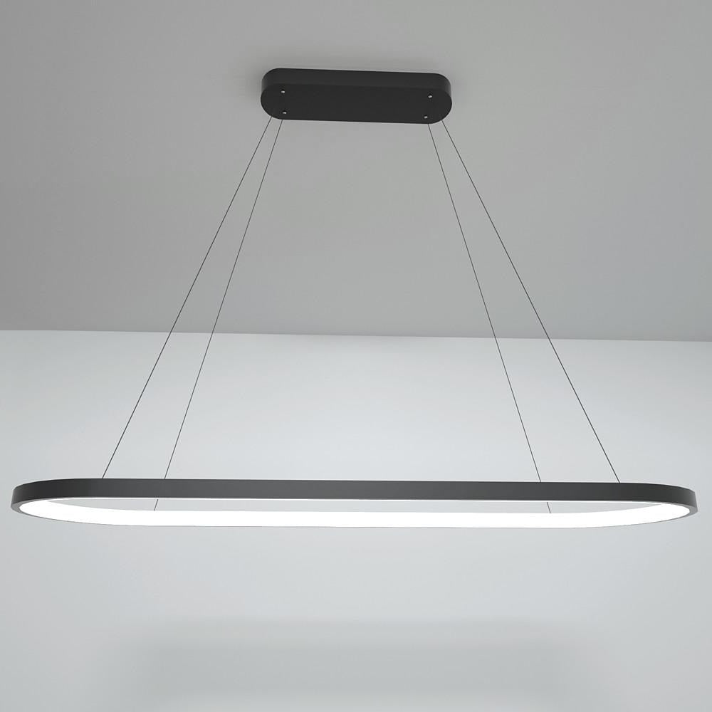 LED Oval Modern Black Pendant Light with Remote Control Artistic Pendant Light-Lighom