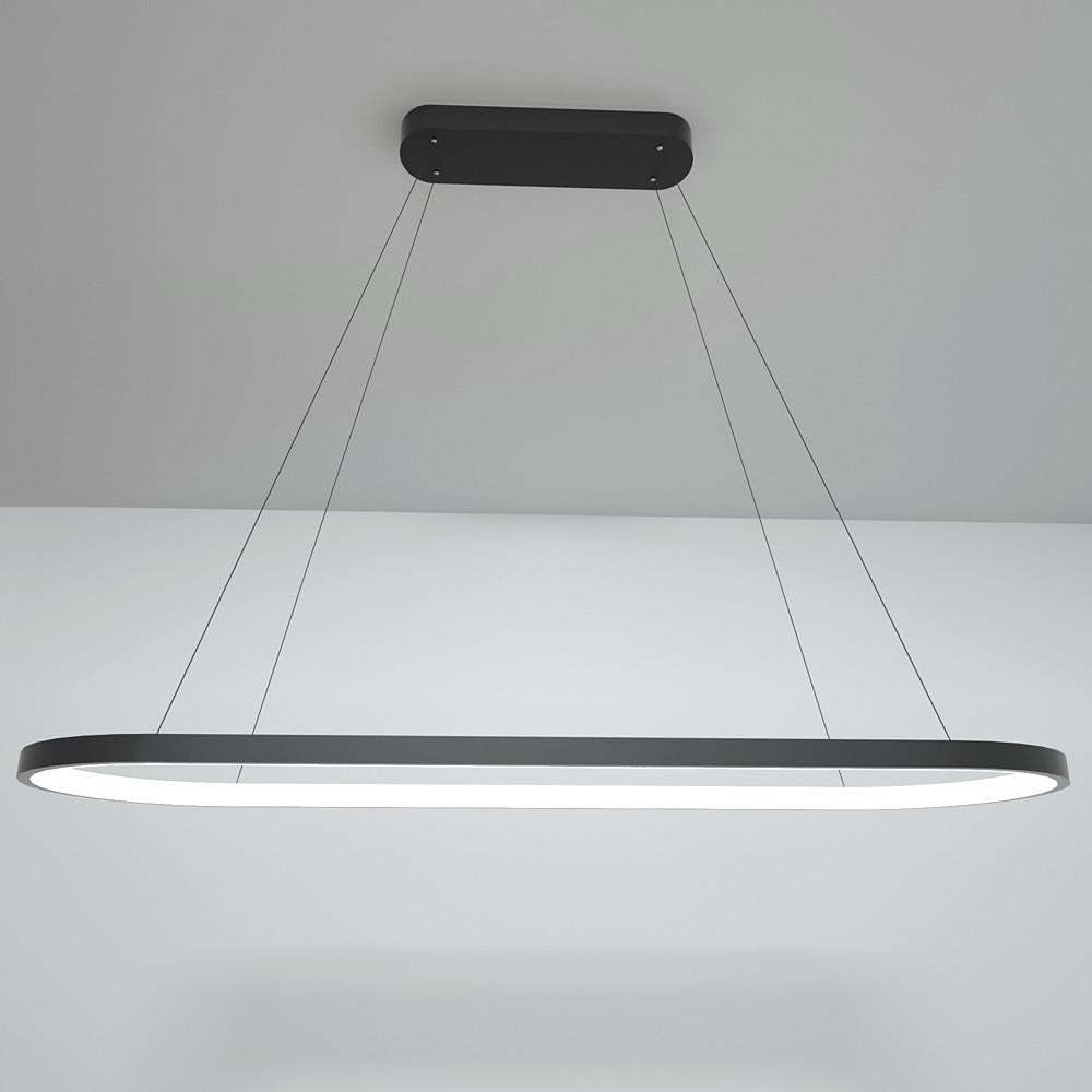 LED Oval Modern Black Pendant Light with Remote Control Artistic Pendant Light-Lighom