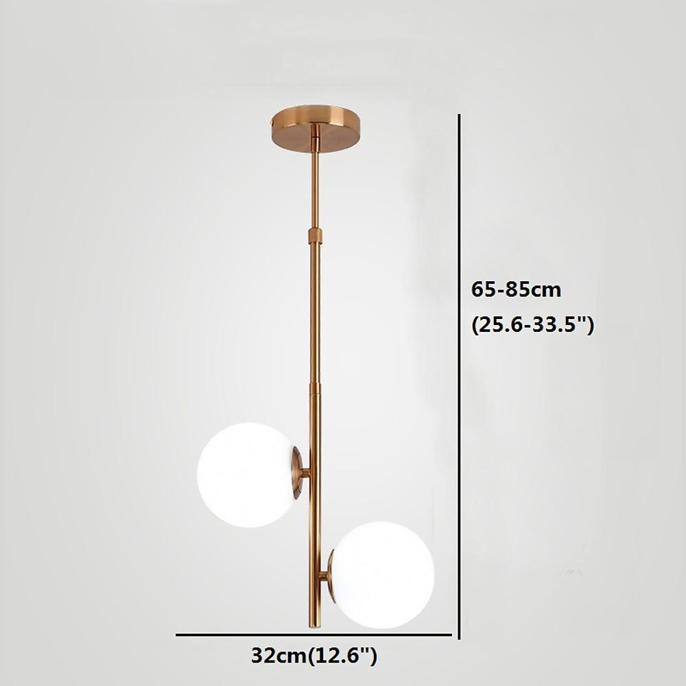 2-Light Ball Glass Metal LED Modern Pendant