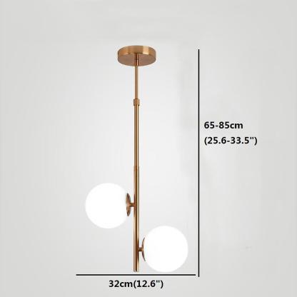 2-Light Ball Glass Metal LED Modern Pendant