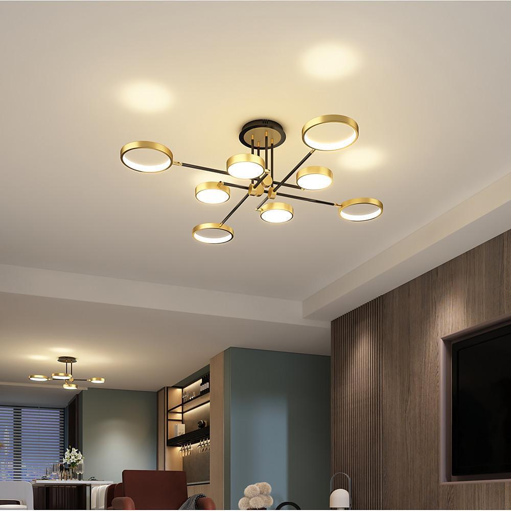 Circular 8-Light LED Nordic Flush Mount Chandelier