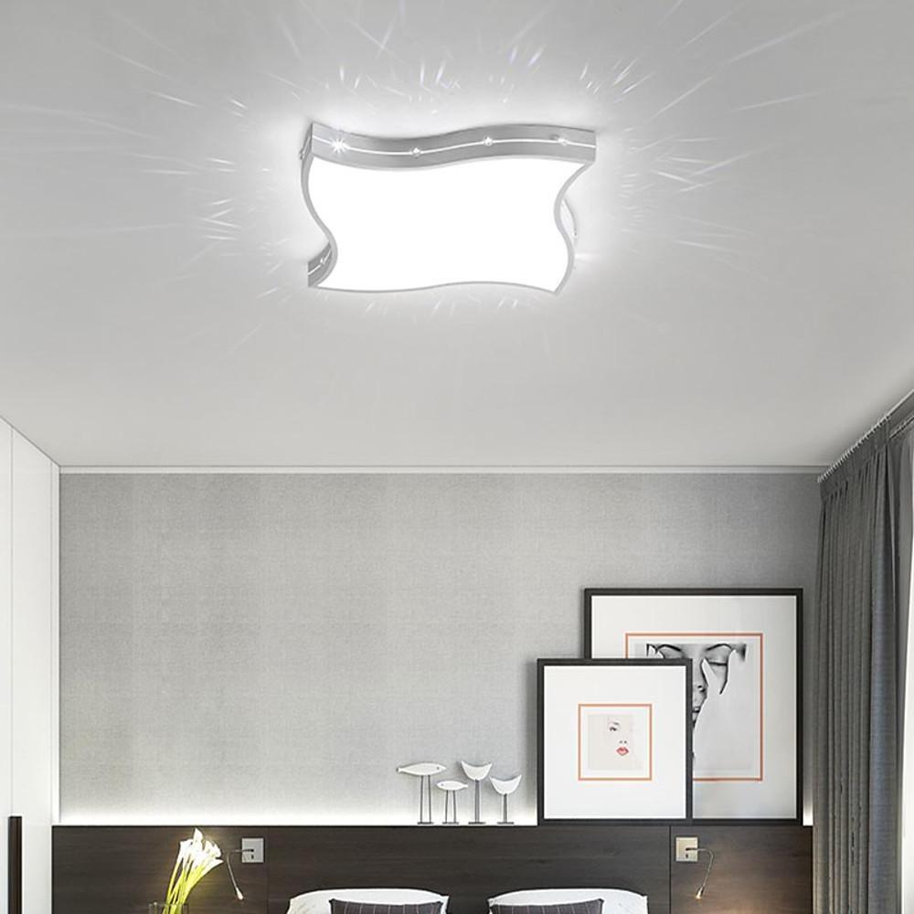 White modern kids waved flush mount lighting — Dimmable with Remote
