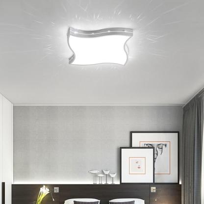 Waved Square Modern Crystal Flush Mount Light LED Baby Kids Bedroom Ceiling Lights-Lighom