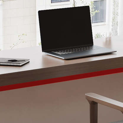 L-Shape Brown Lumber H-Base Double Computer Desk — Table Only