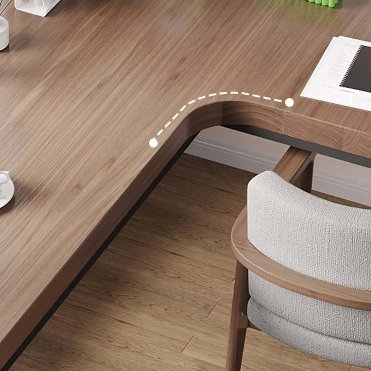 L-Shape Brown Lumber H-Base Double Computer Desk