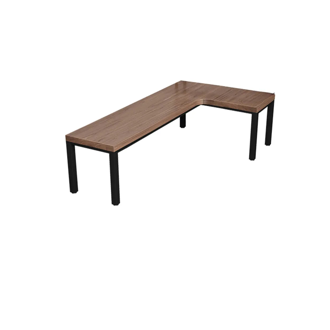 L-Shape Brown Lumber H-Base Double Computer Desk