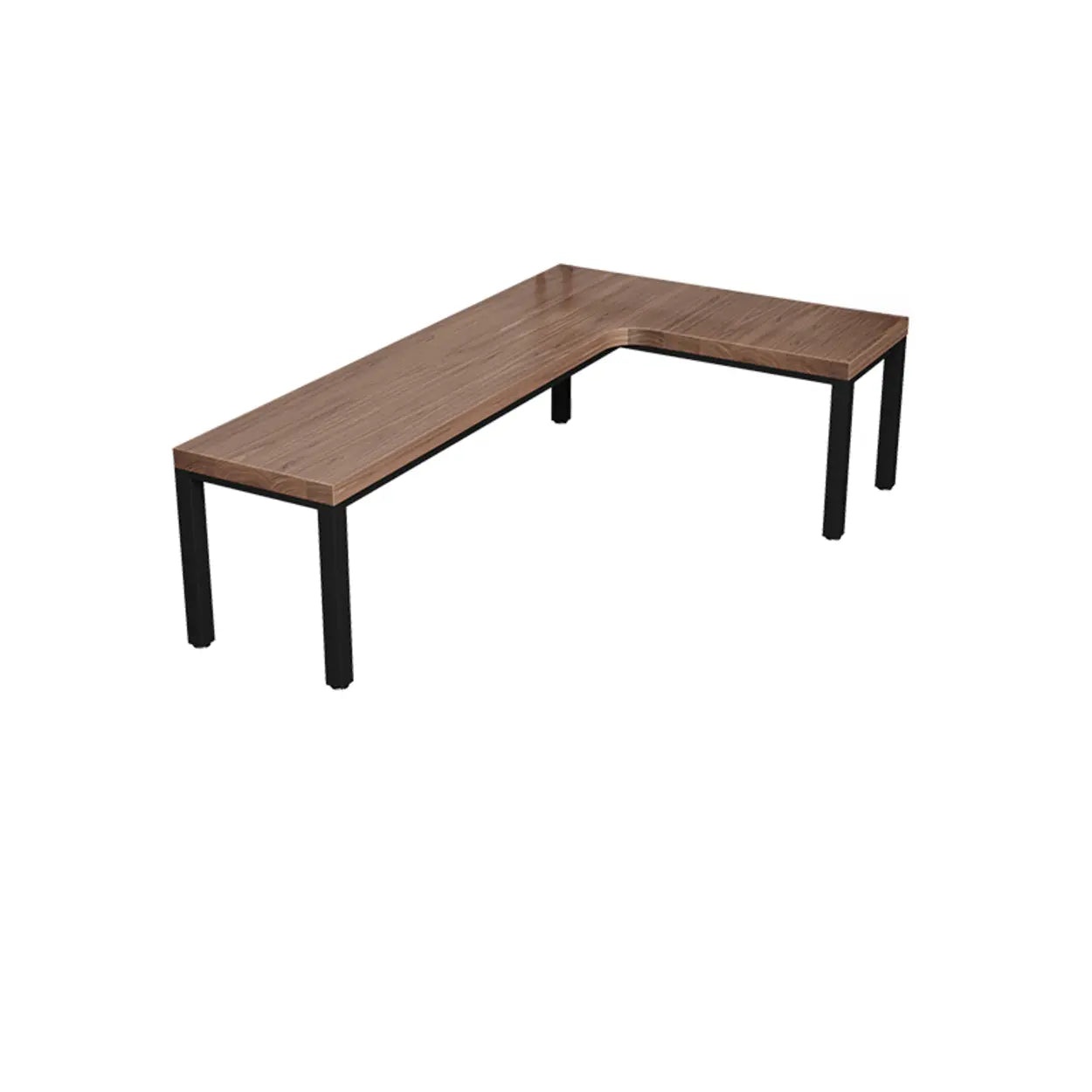 L-Shape Brown Lumber H-Base Double Computer Desk
