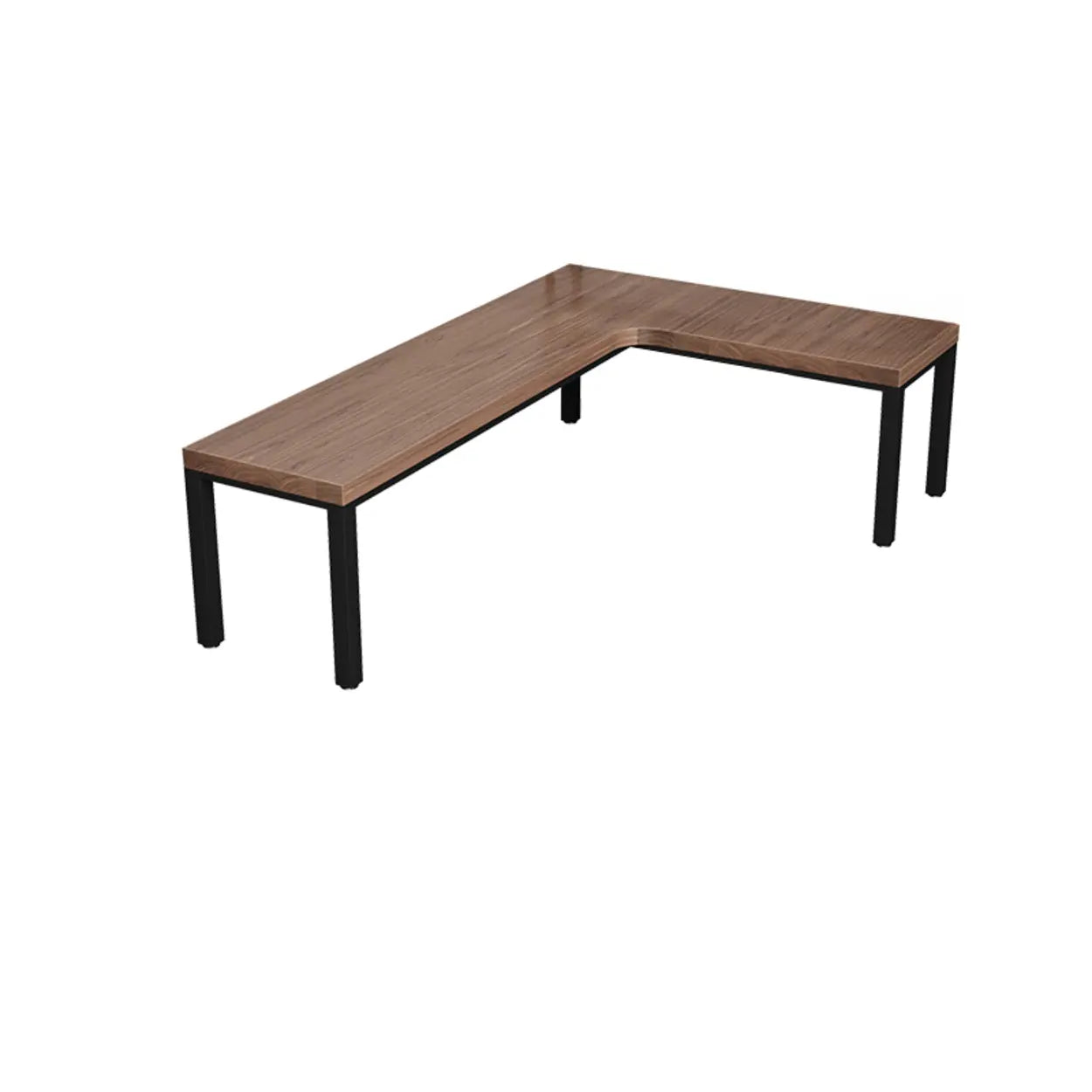 L-Shape Brown Lumber H-Base Double Computer Desk