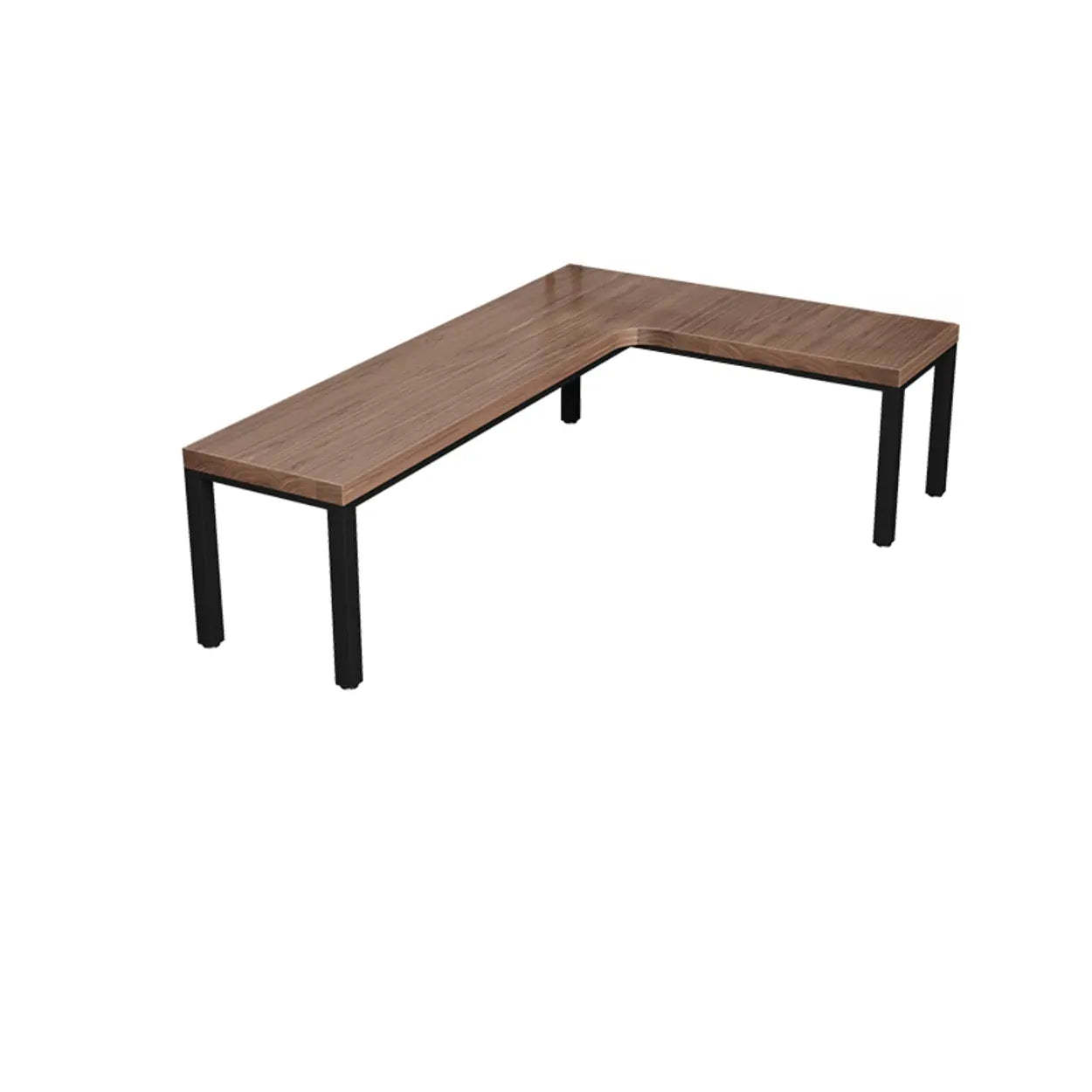L-Shape Brown Lumber H-Base Double Computer Desk