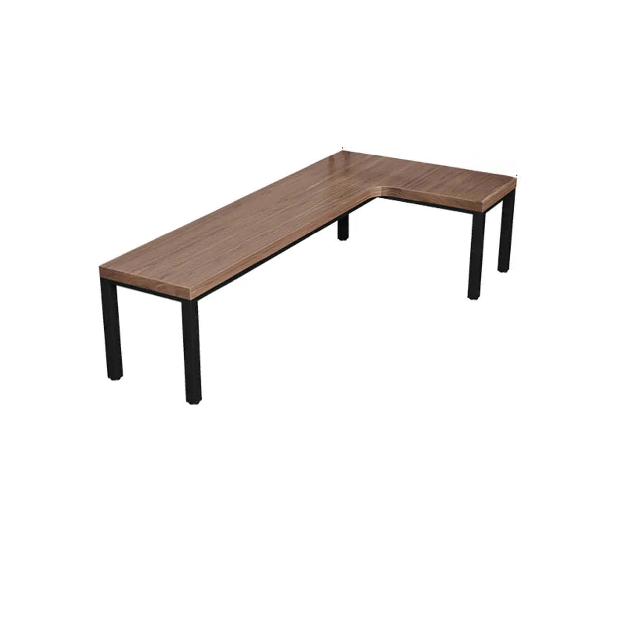 L-Shape Brown Lumber H-Base Double Computer Desk