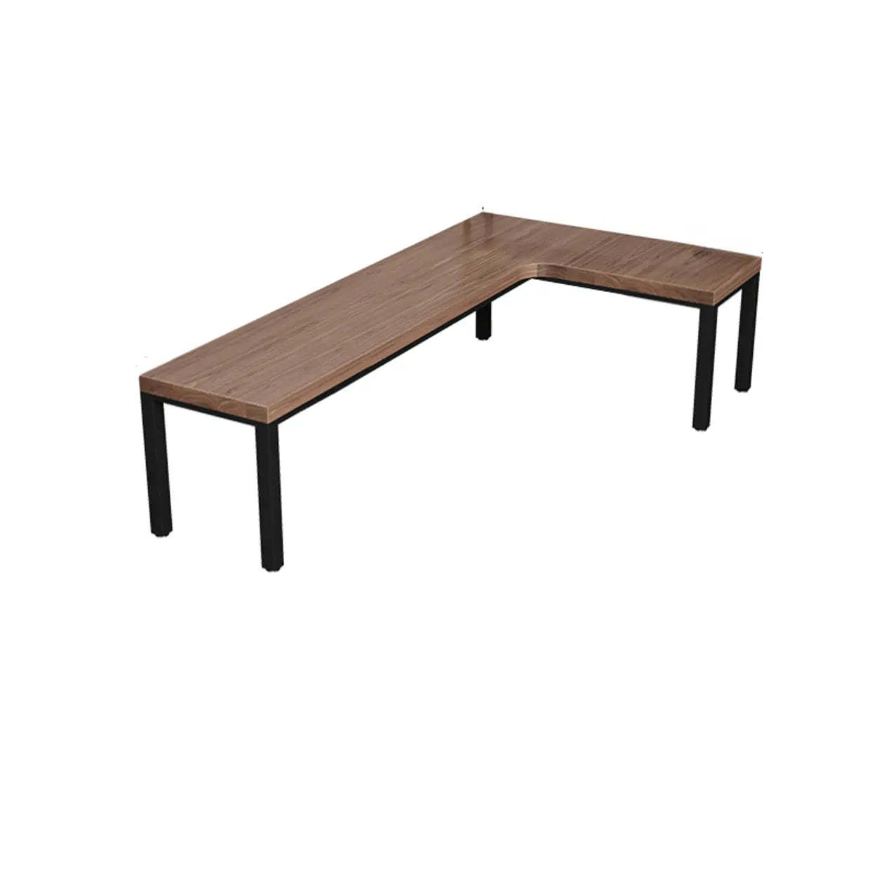 L-Shape Brown Lumber H-Base Double Computer Desk