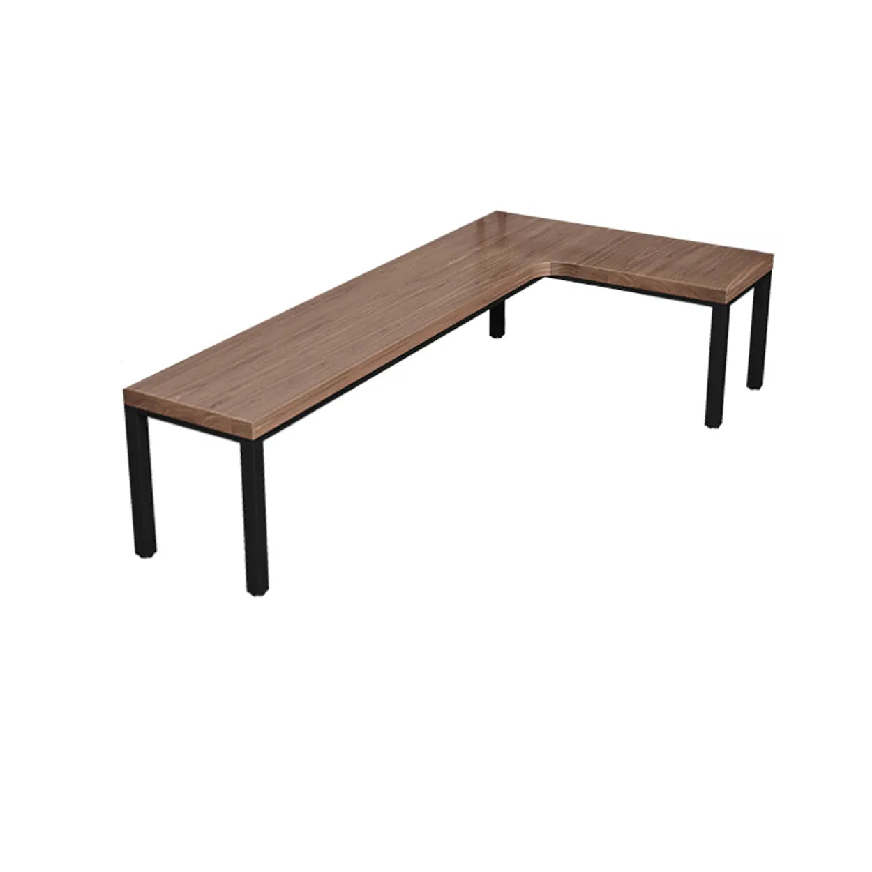 L-Shape Brown Lumber H-Base Double Computer Desk